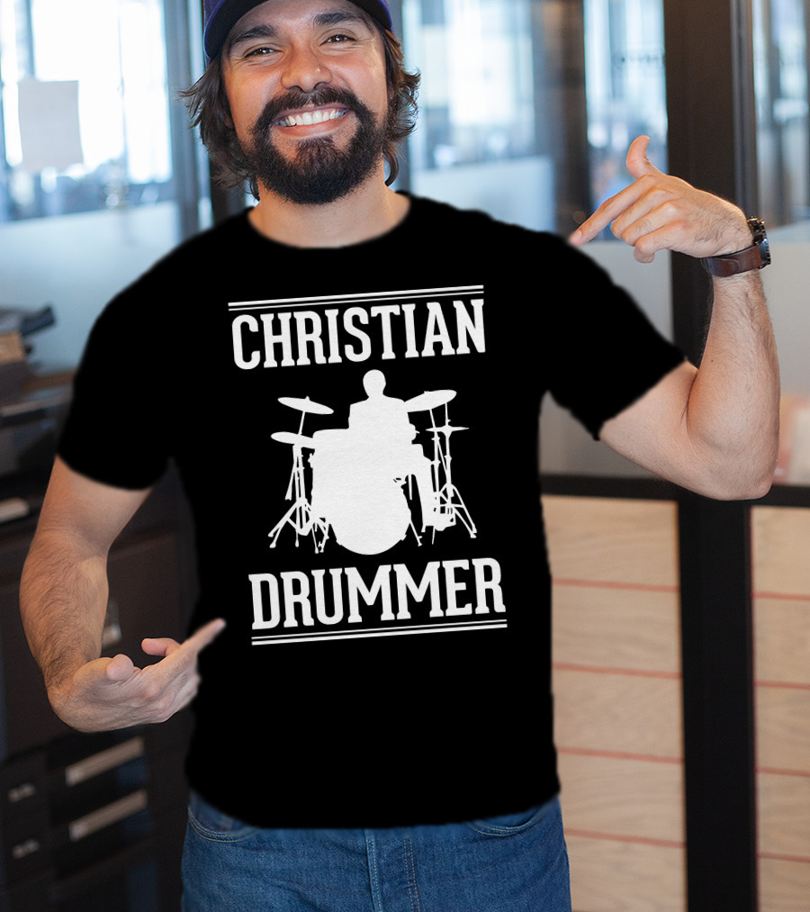 Christian Drummer Silhouette With Drum Set T-Shirt