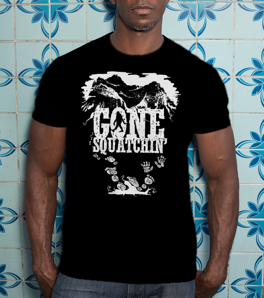 Gone Squatchin' Mountain And Footprint Adventure T-Shirt