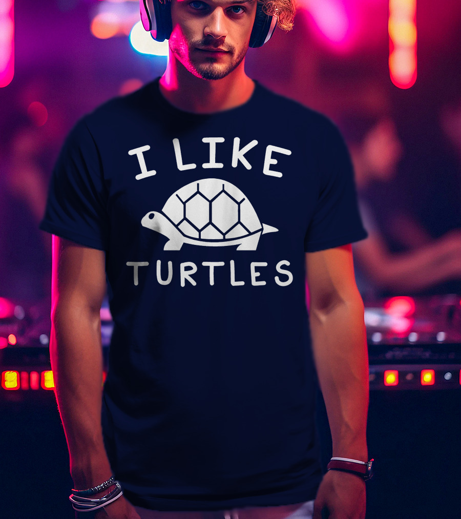 I Like Turtles Funny Tortoise Lover Geometric T-Shirt