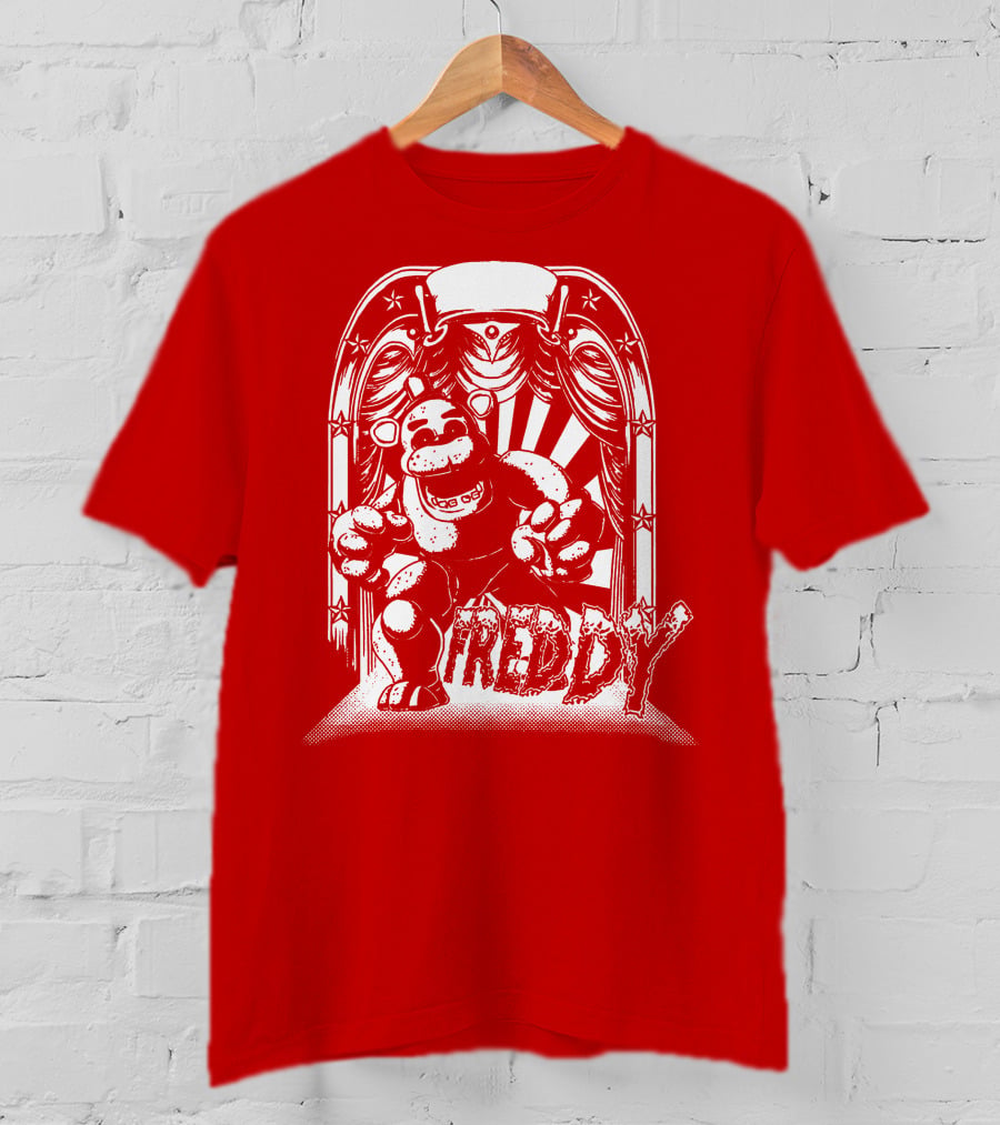 Freddy Fazbear Curtain Stage Retro Archway-style T-Shirt