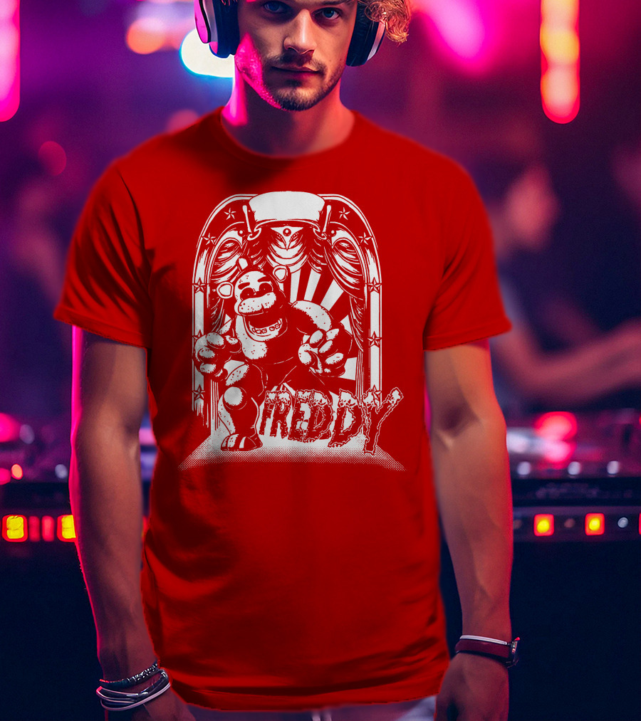 Freddy Fazbear Curtain Stage Retro Archway-style T-Shirt