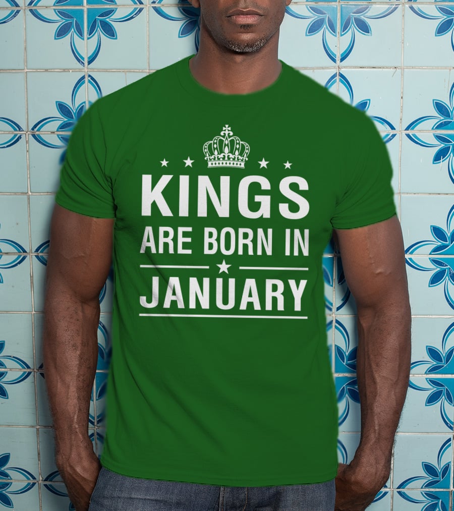 Kings Are Born In January Crown Stars T-Shirt