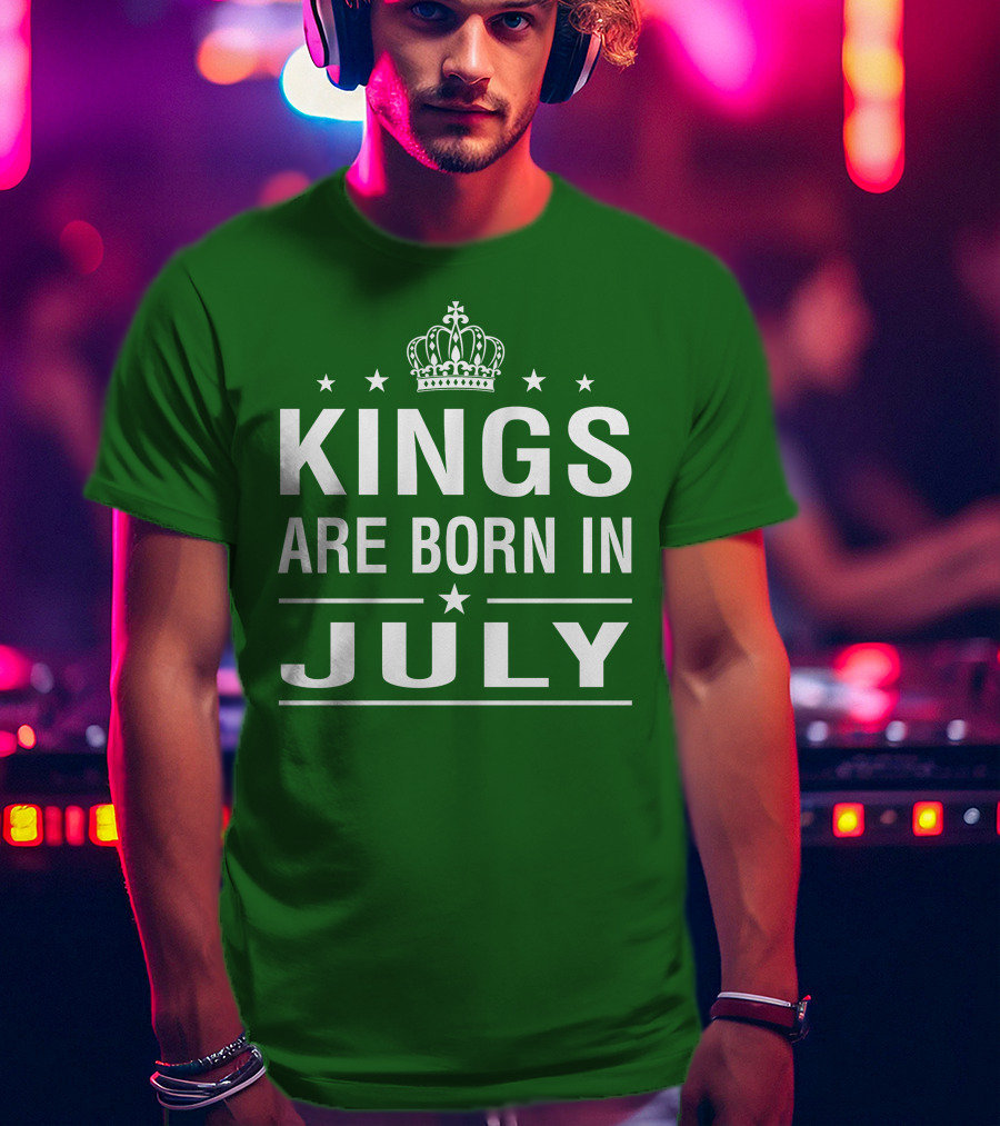 Kings Are Born In July Crown Stars T-Shirt