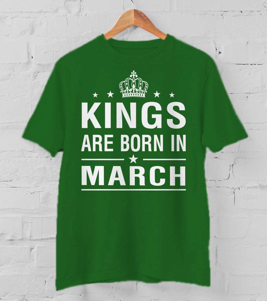 Kings Are Born In March Crown Icons T-Shirt