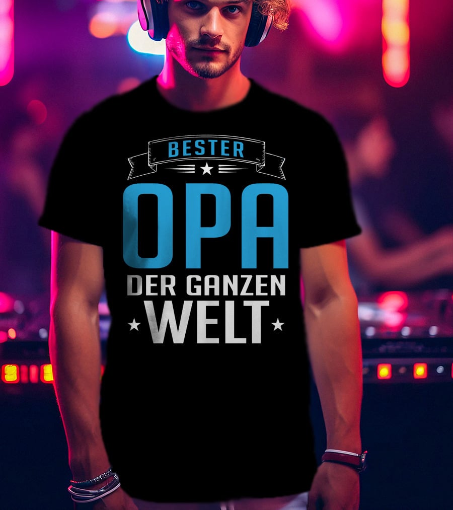 Bester Opa Der Ganzen Welt Stars Banner T-Shirt