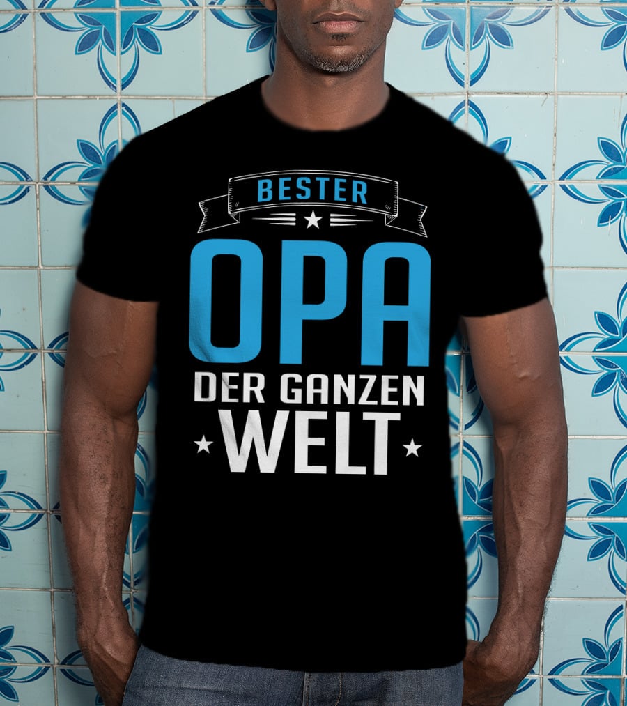 Bester Opa Der Ganzen Welt Stars Banner T-Shirt