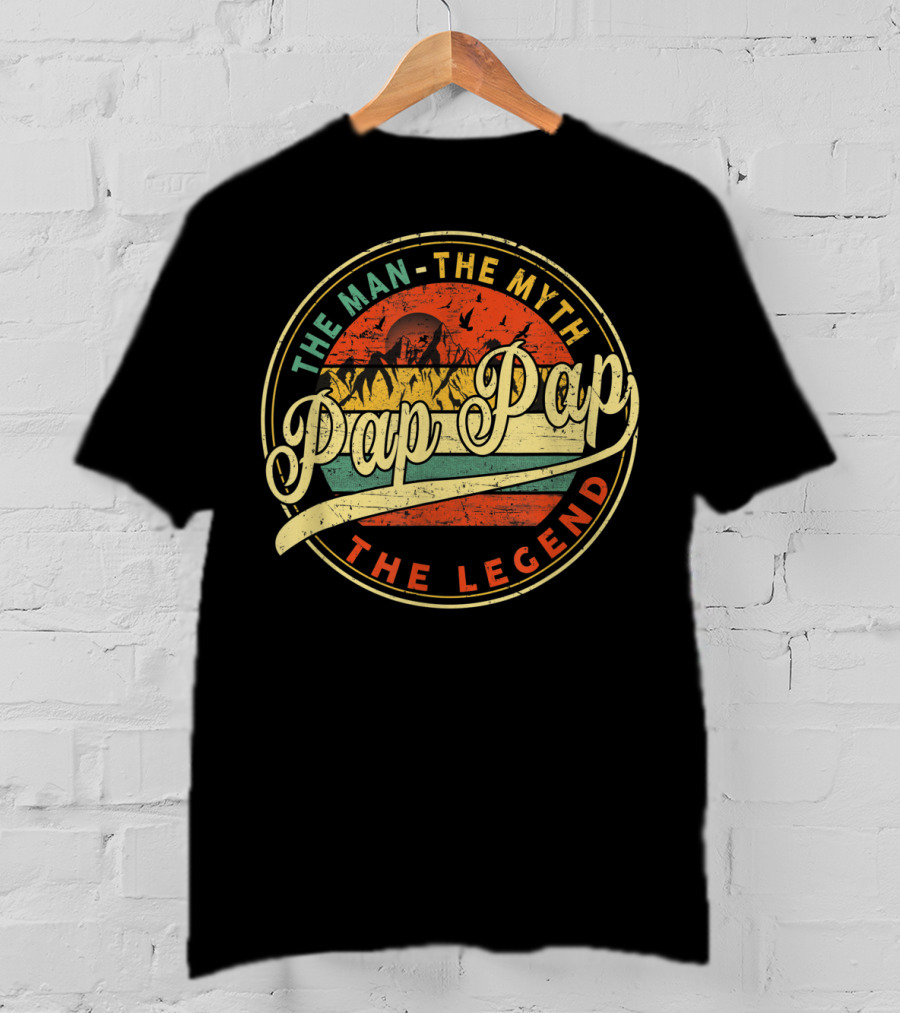 The Man The Myth Pap Pap The Legend Vintage Sun Mountain Scene T-Shirt