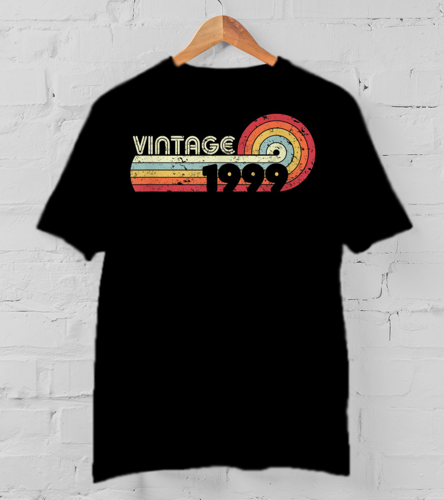 Vintage 1999 Retro Colorful Circle Stripes T-Shirt