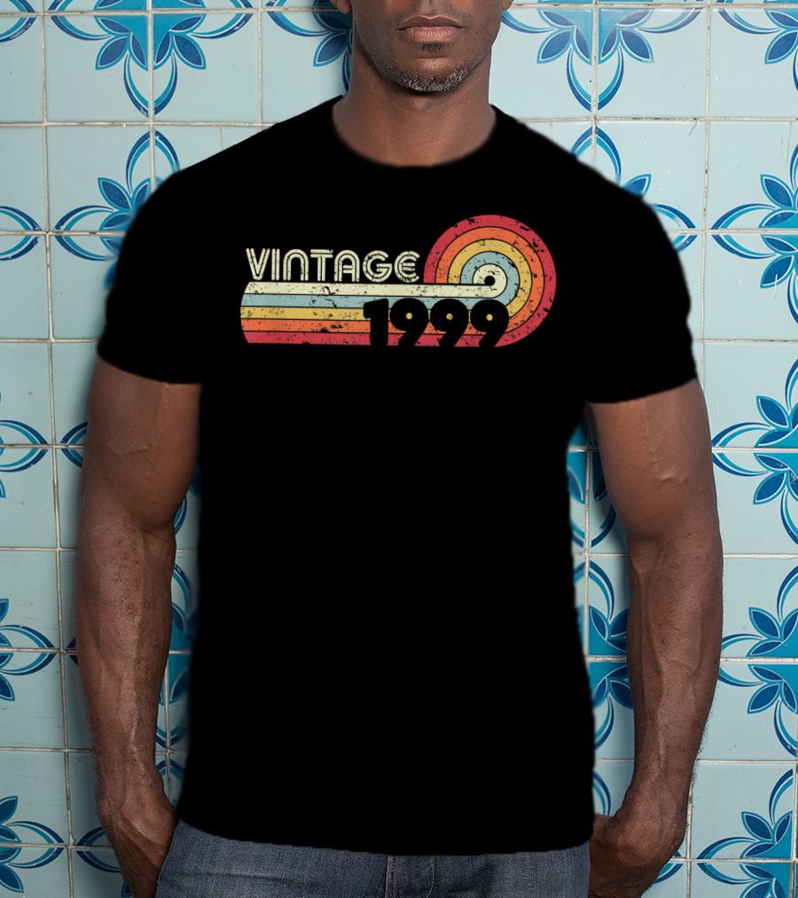 Vintage 1999 Retro Colorful Circle Stripes T-Shirt