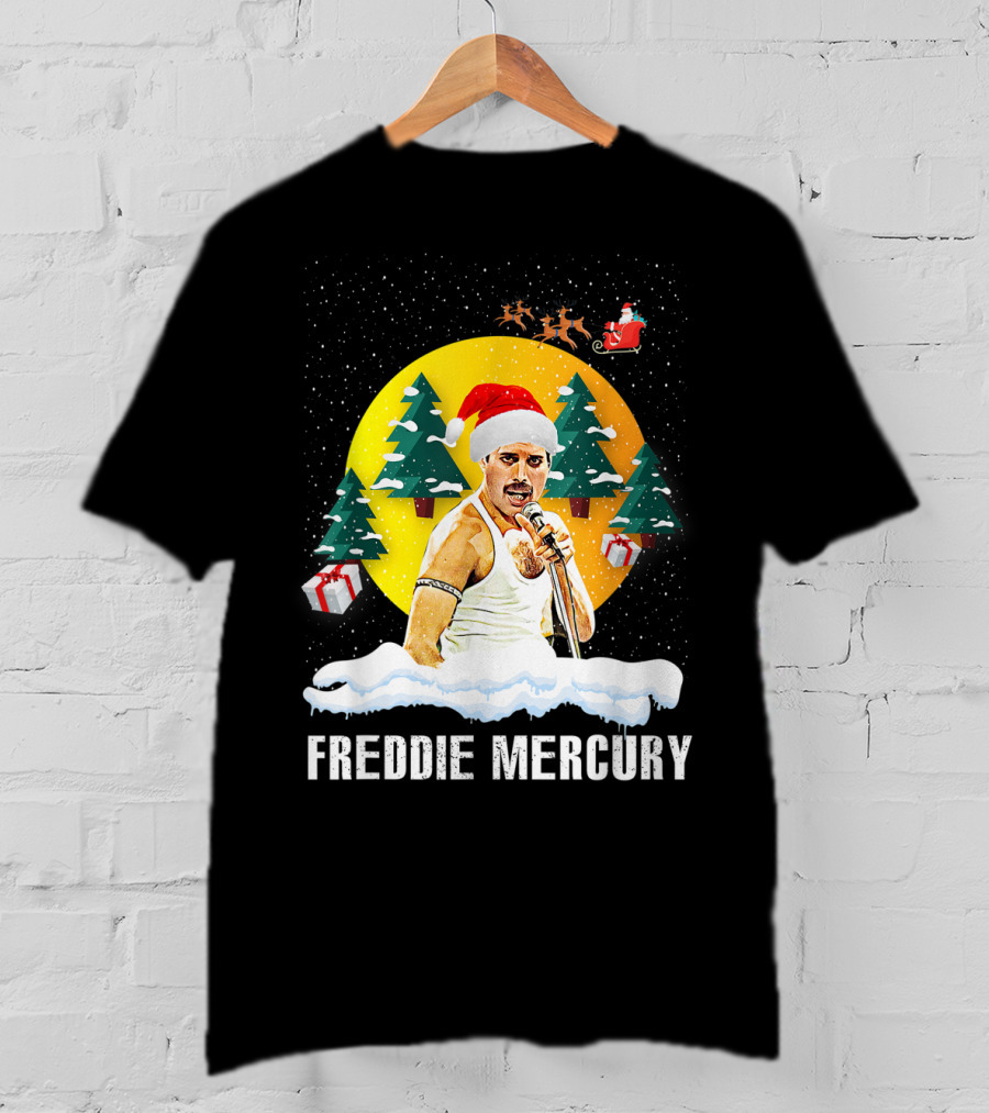 All I Want For Christmas Is Freddie Mercury Santa Festive Trees And Gifts T-Shirt
