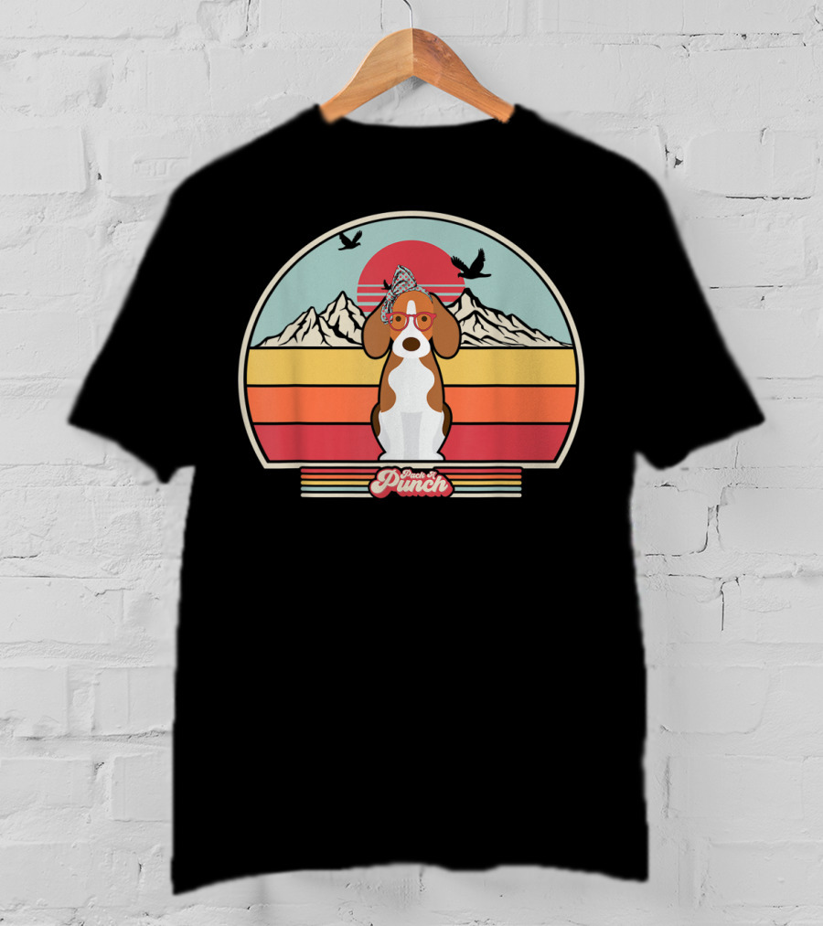 Paws And Punch Beagle Sunset Mountain T-Shirt