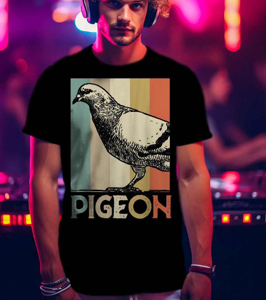 Pigeon Breeder Racing Retro Bird Stripes T-Shirt