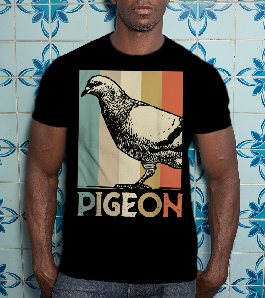 Pigeon Breeder Racing Retro Bird Stripes T-Shirt