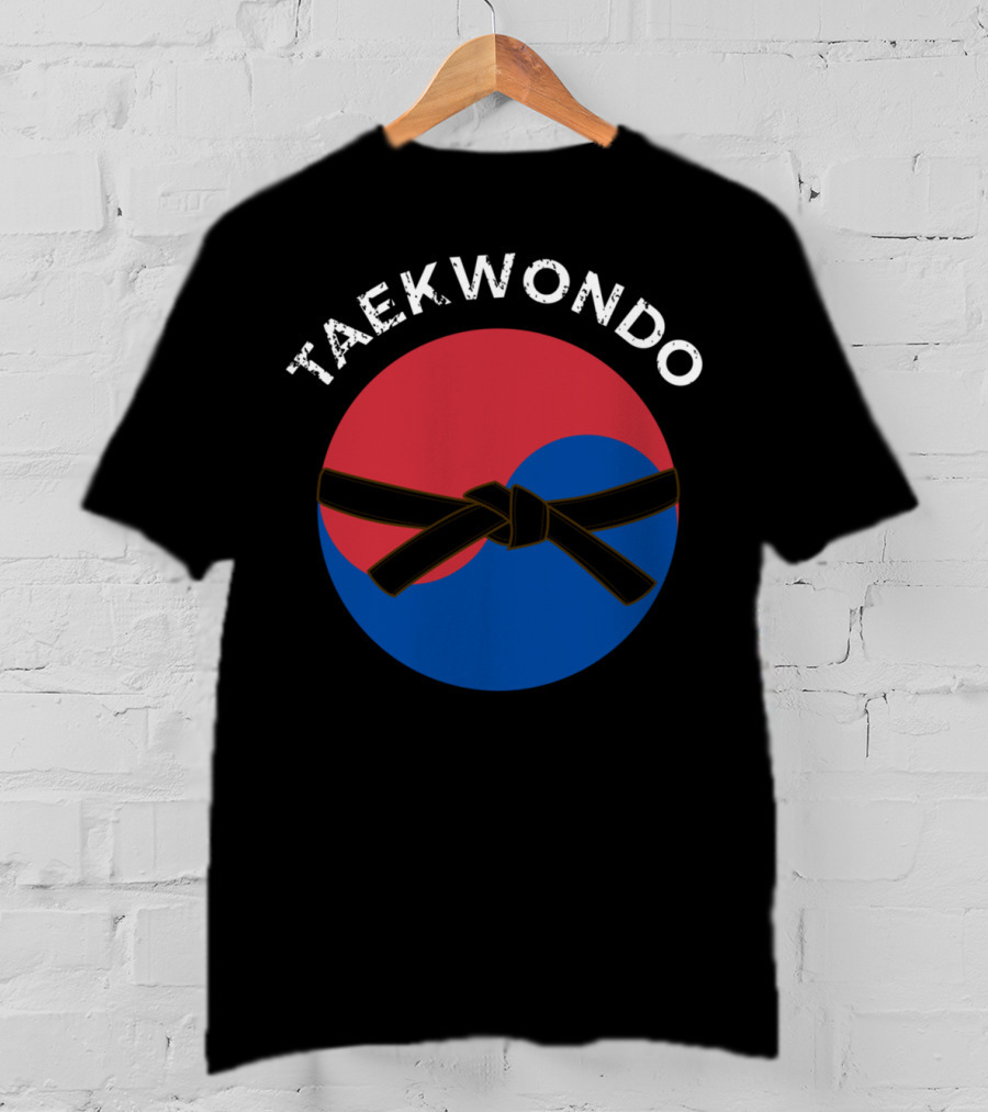 Taekwondo Korean Flag Black Belt Martial Arts T-Shirt