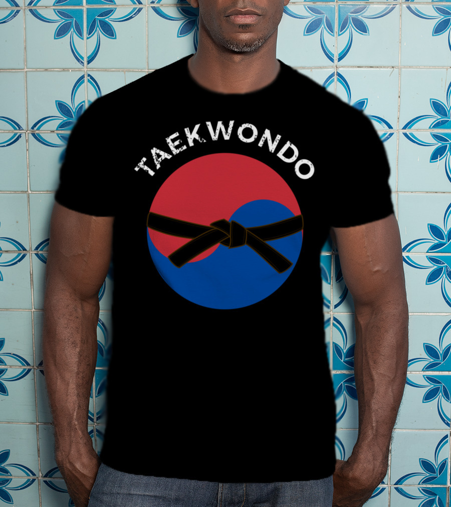 Taekwondo Korean Flag Black Belt Martial Arts T-Shirt