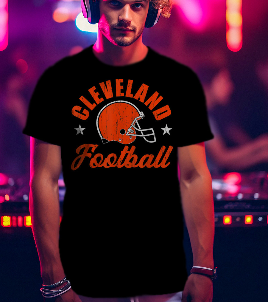 Cleveland Football Ohio State Helmet Stars T-Shirt
