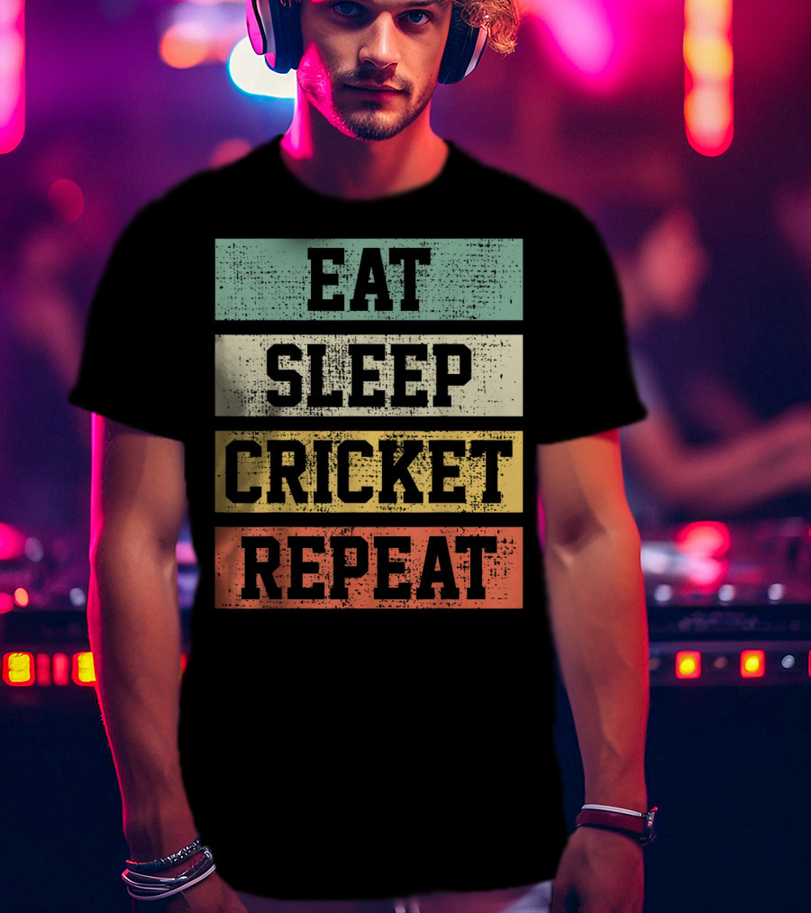 Eat Sleep Cricket Repeat Vintage Player Coach T-Shirt