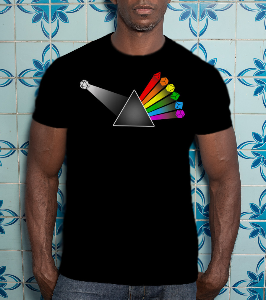 Diceside Of The Moon D20 Dice Set Tabletop Prism Design Multicolor Spectrum T-Shirt