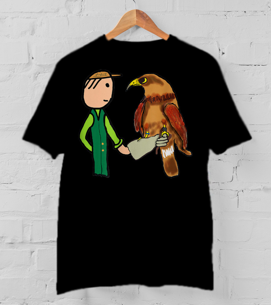 Falconry Handler With Illustrated Bird Of Prey T-Shirt