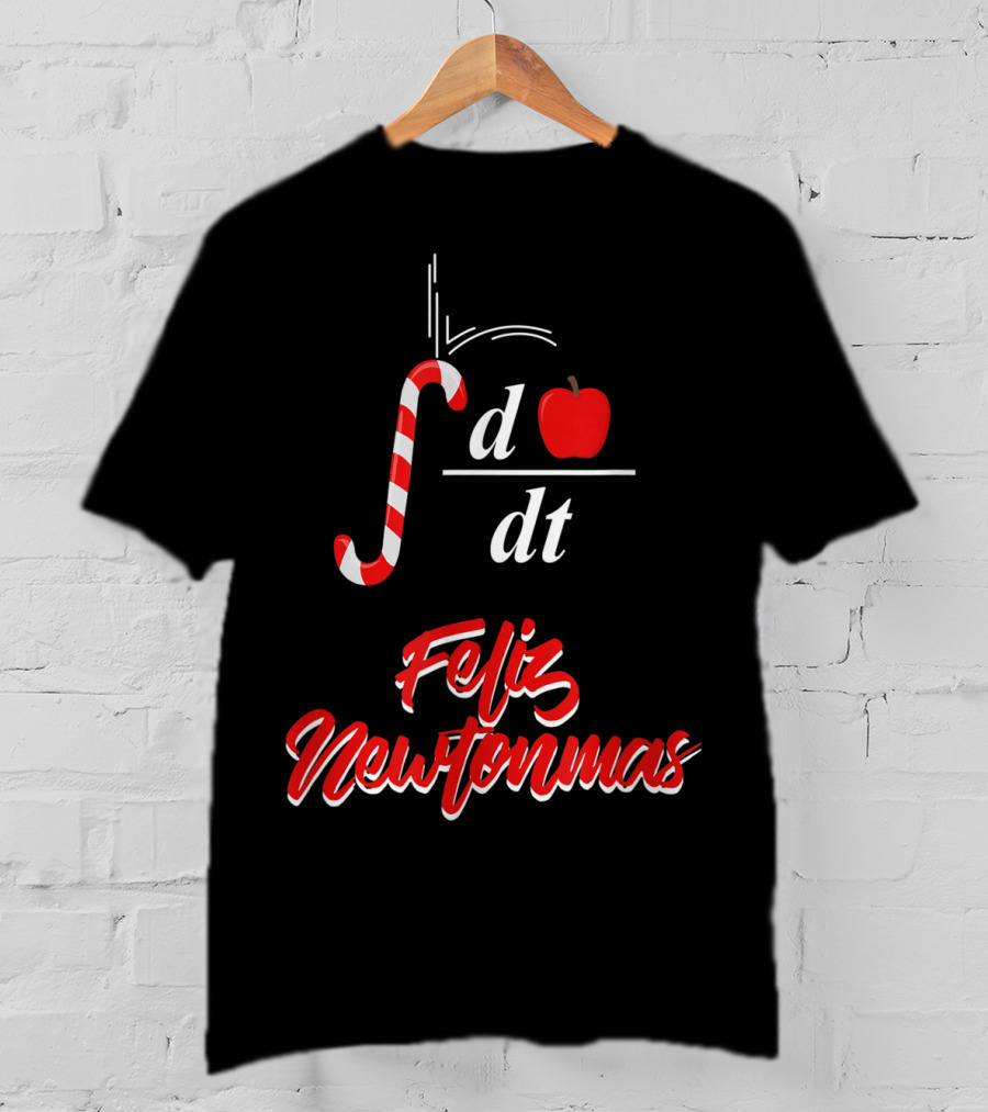 Feliz Newtonmas Integral Ddt Apple Candy Cane T-Shirt