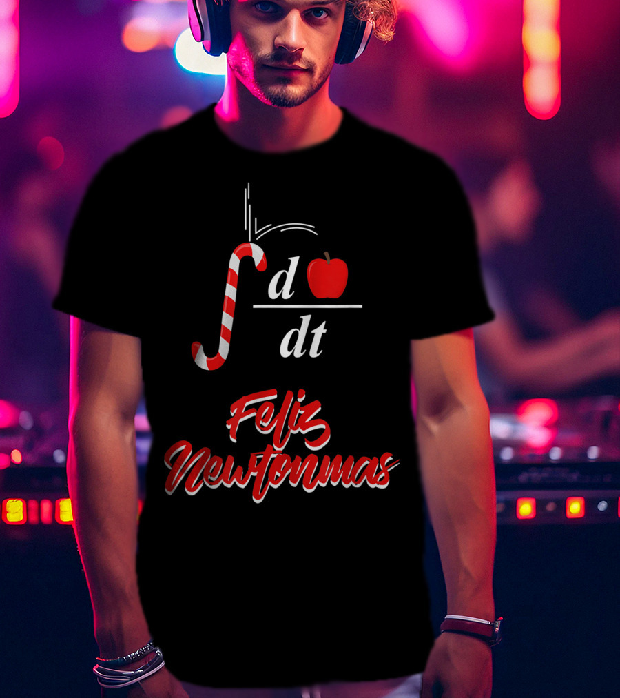 Feliz Newtonmas Integral Ddt Apple Candy Cane T-Shirt
