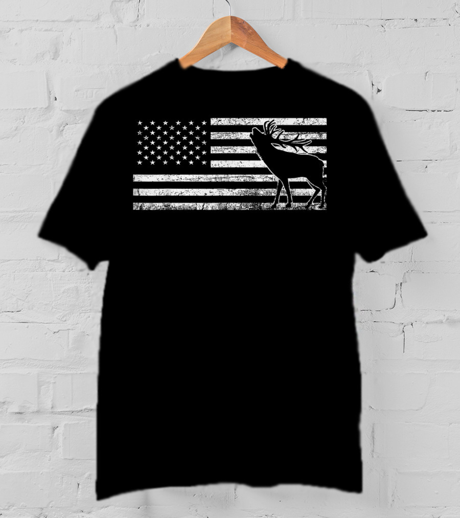 American Flag Deer Lover Funny Hunting Hunter T-Shirt