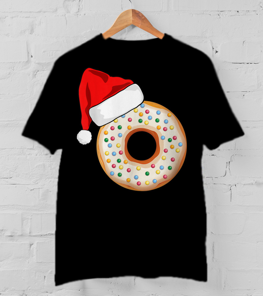 Funny Donut Santa Hat With Sprinkles T-Shirt