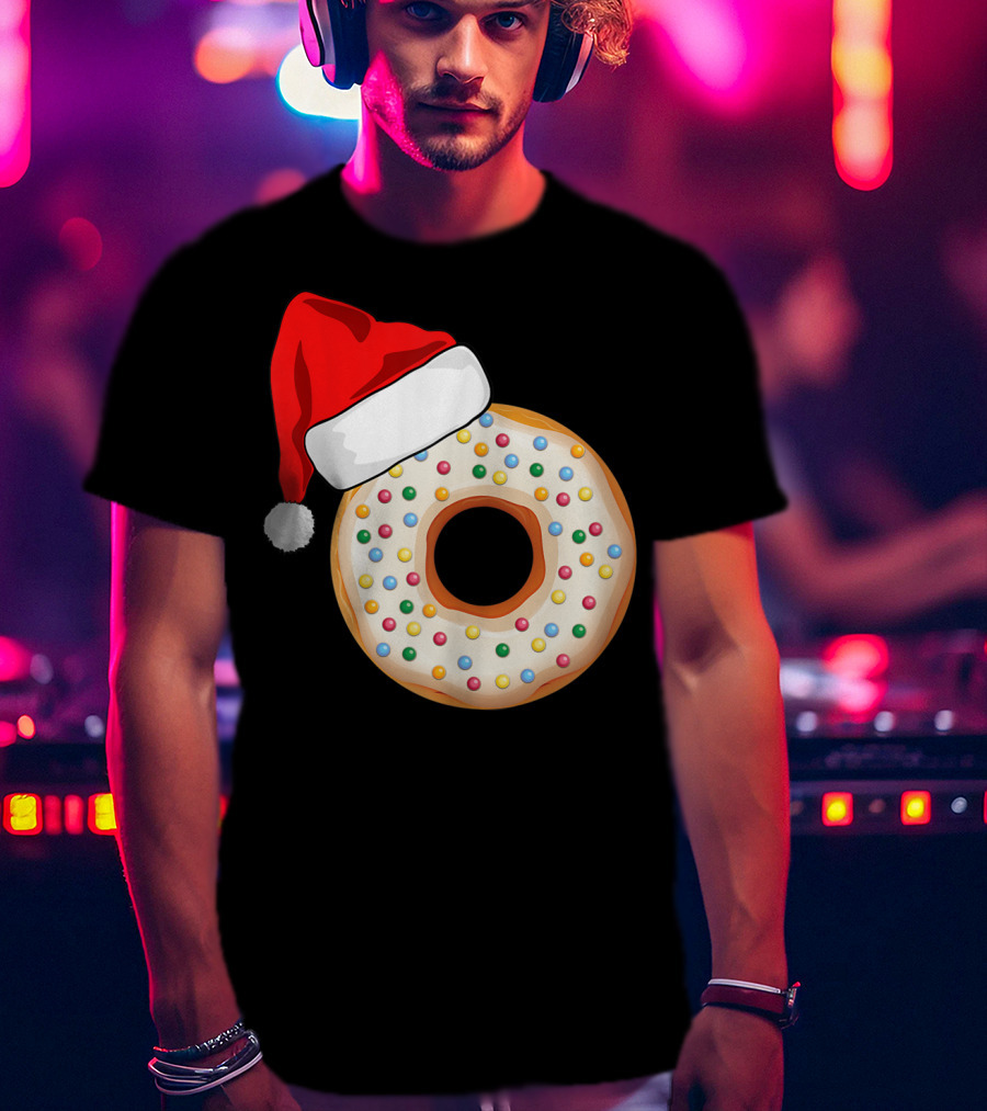 Funny Donut Santa Hat With Sprinkles T-Shirt