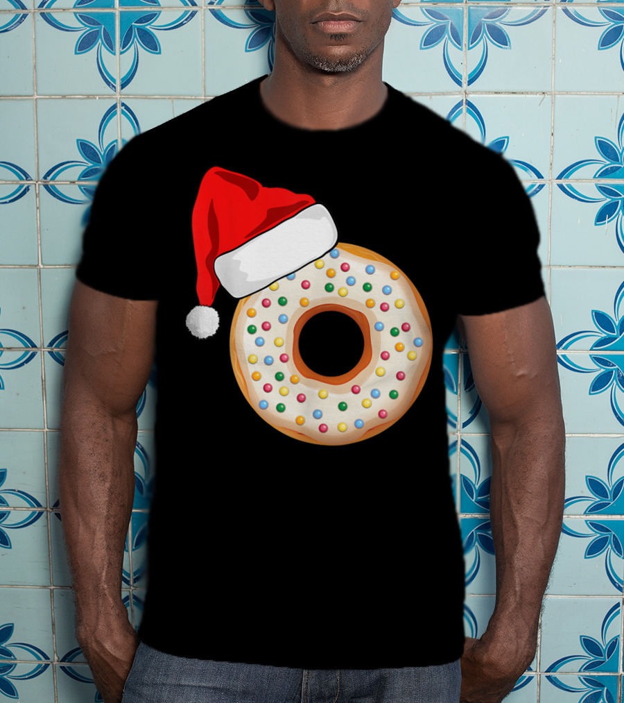 Funny Donut Santa Hat With Sprinkles T-Shirt