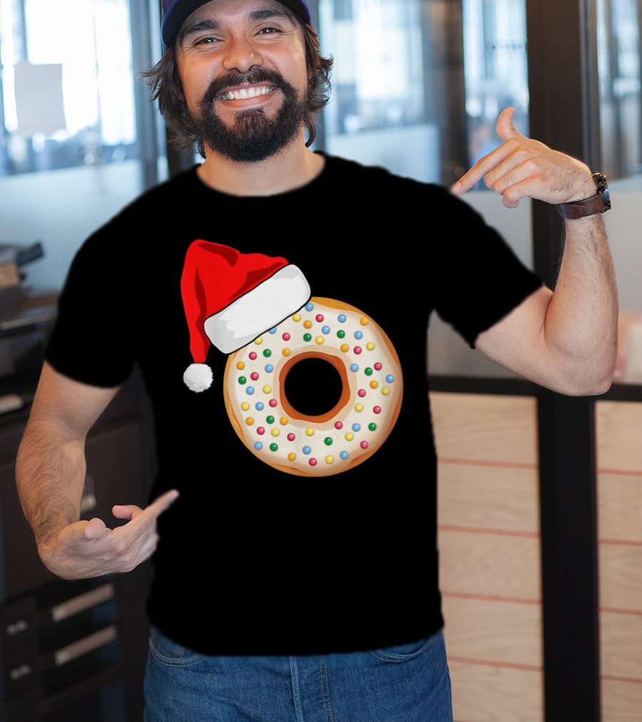 Funny Donut Santa Hat With Sprinkles T-Shirt