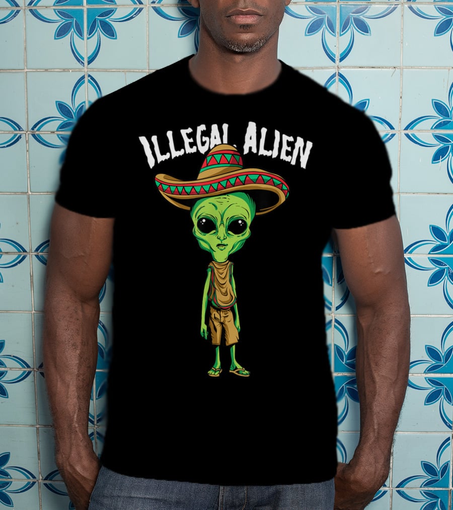 Illegal Alien Funny Mexico Spanish UFO Sombrero T-Shirt