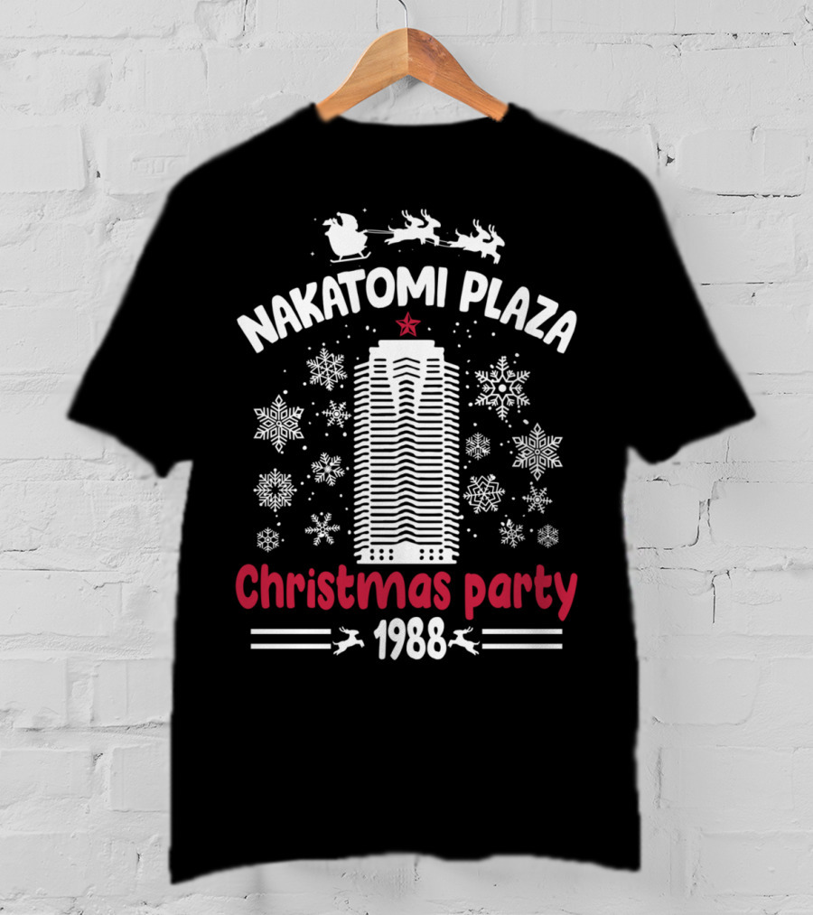 Nakatomi Plaza Christmas Party 1988 Santa Snowflakes T-Shirt
