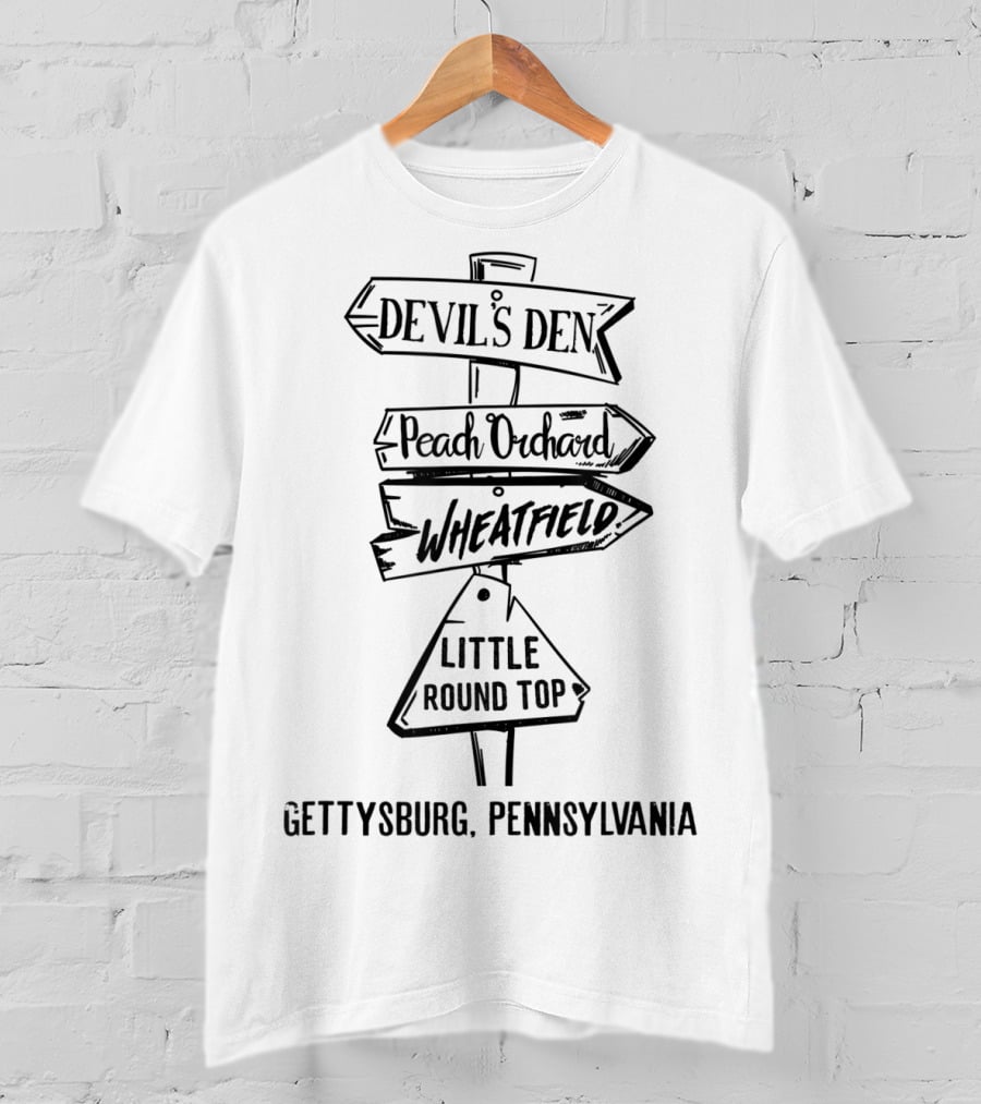 Devil's Den Peach Orchard Wheatfield Little Round Top Gettysburg Pennsylvania T-Shirt