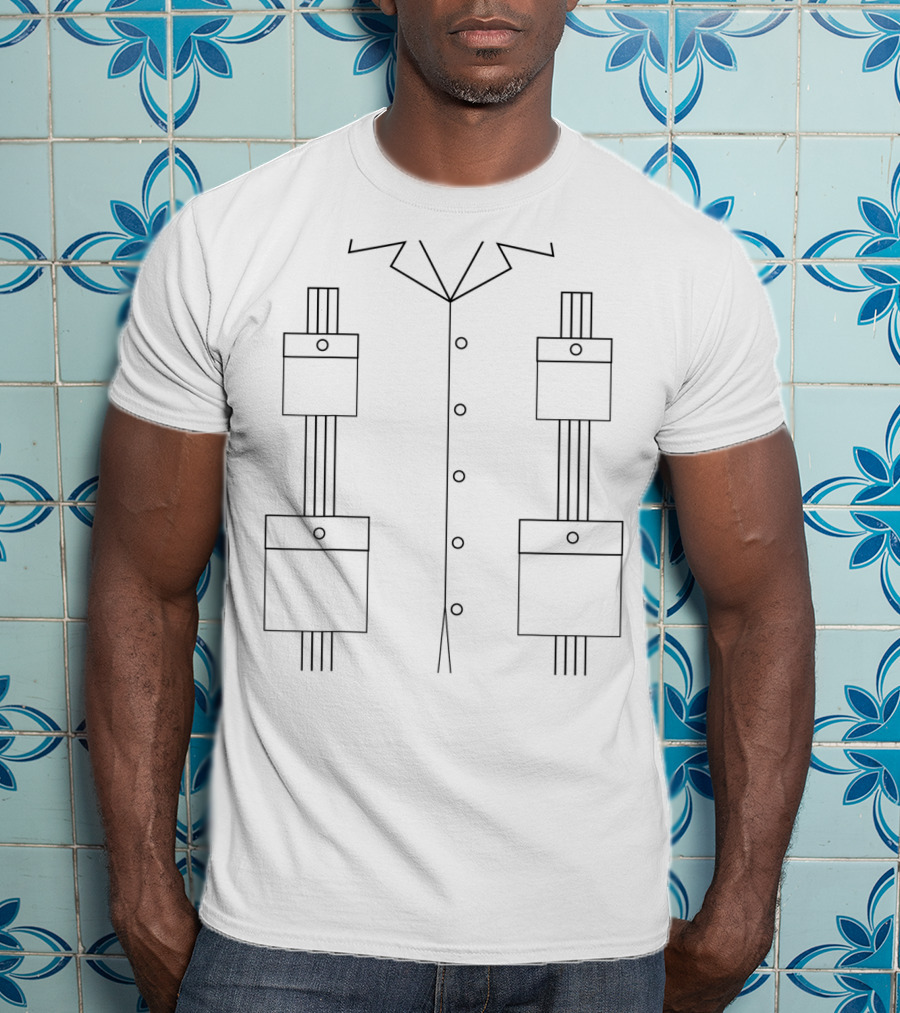 Guayabera Traditional Cuban Style Four Pocket T-Shirt