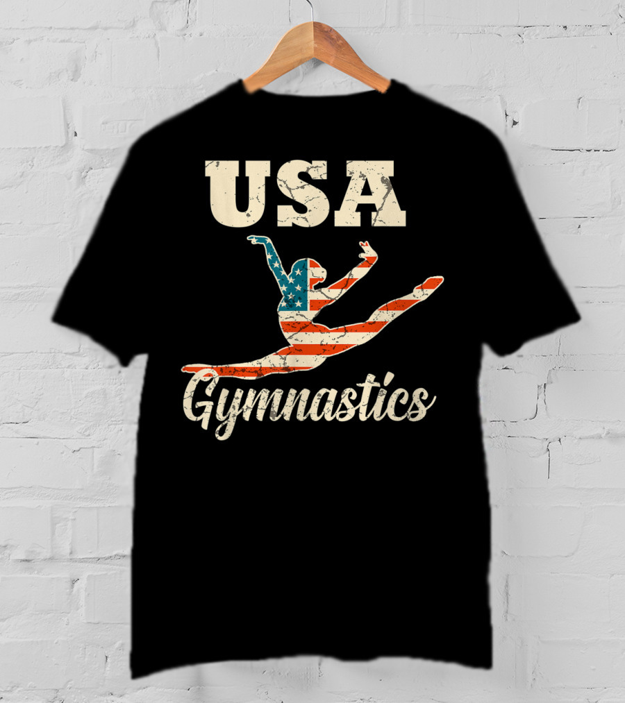 USA Gymnastics American Flag Gymnast T-Shirt