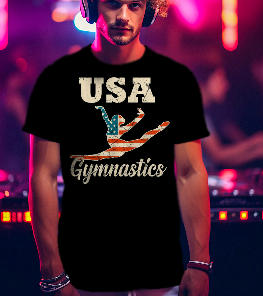 USA Gymnastics American Flag Gymnast T-Shirt