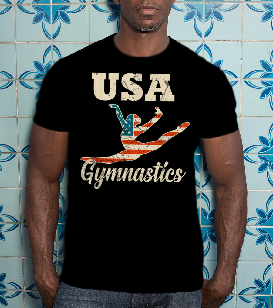 USA Gymnastics American Flag Gymnast T-Shirt