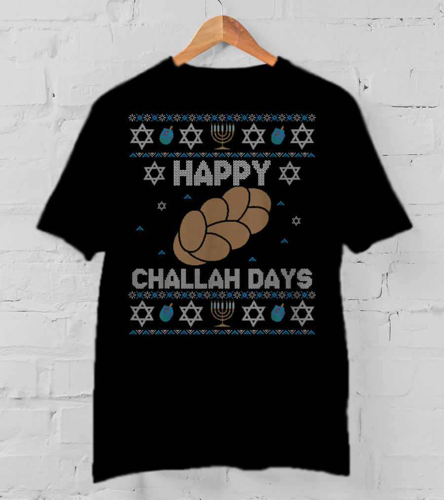 Happy Challah Days Hanukkah Star Menorah T-Shirt