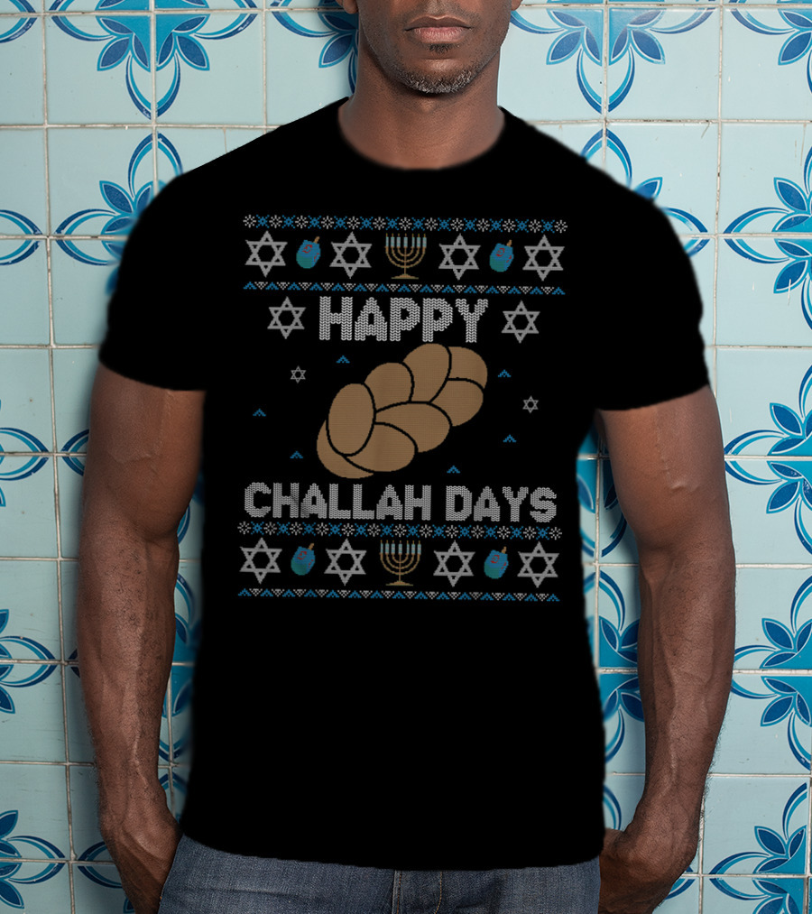 Happy Challah Days Hanukkah Star Menorah T-Shirt