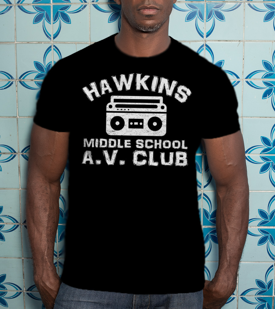 Hawkins Middle School A.V. Club Vintage 80s Boom Box T-Shirt