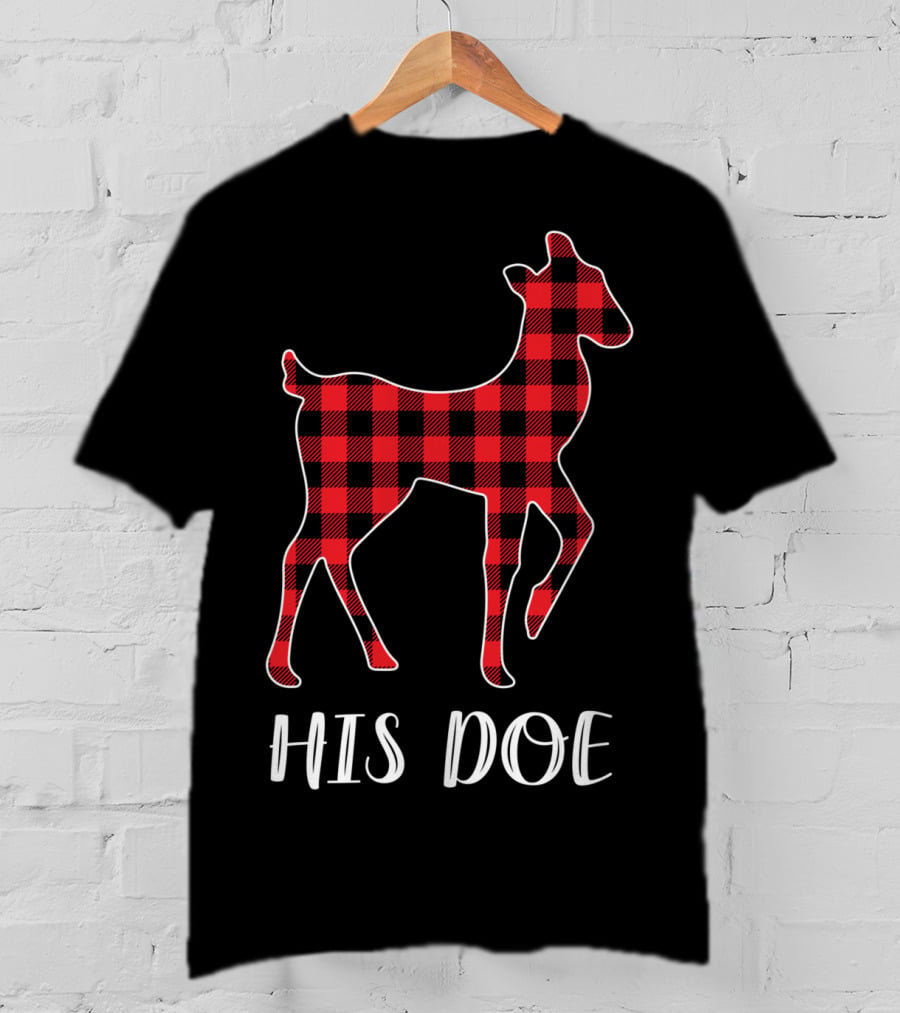 His Doe Red Buffalo Plaid Deer T-Shirt