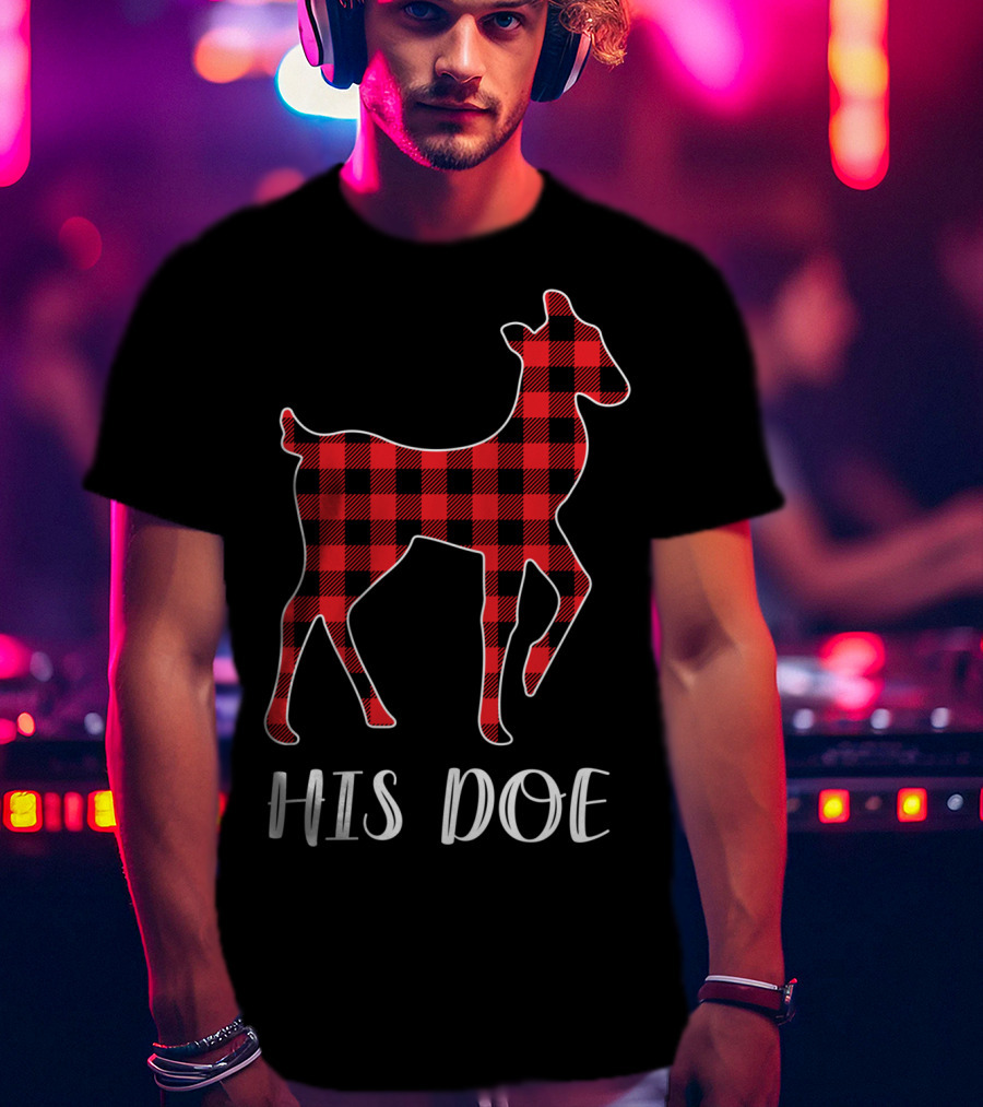 His Doe Red Buffalo Plaid Deer T-Shirt