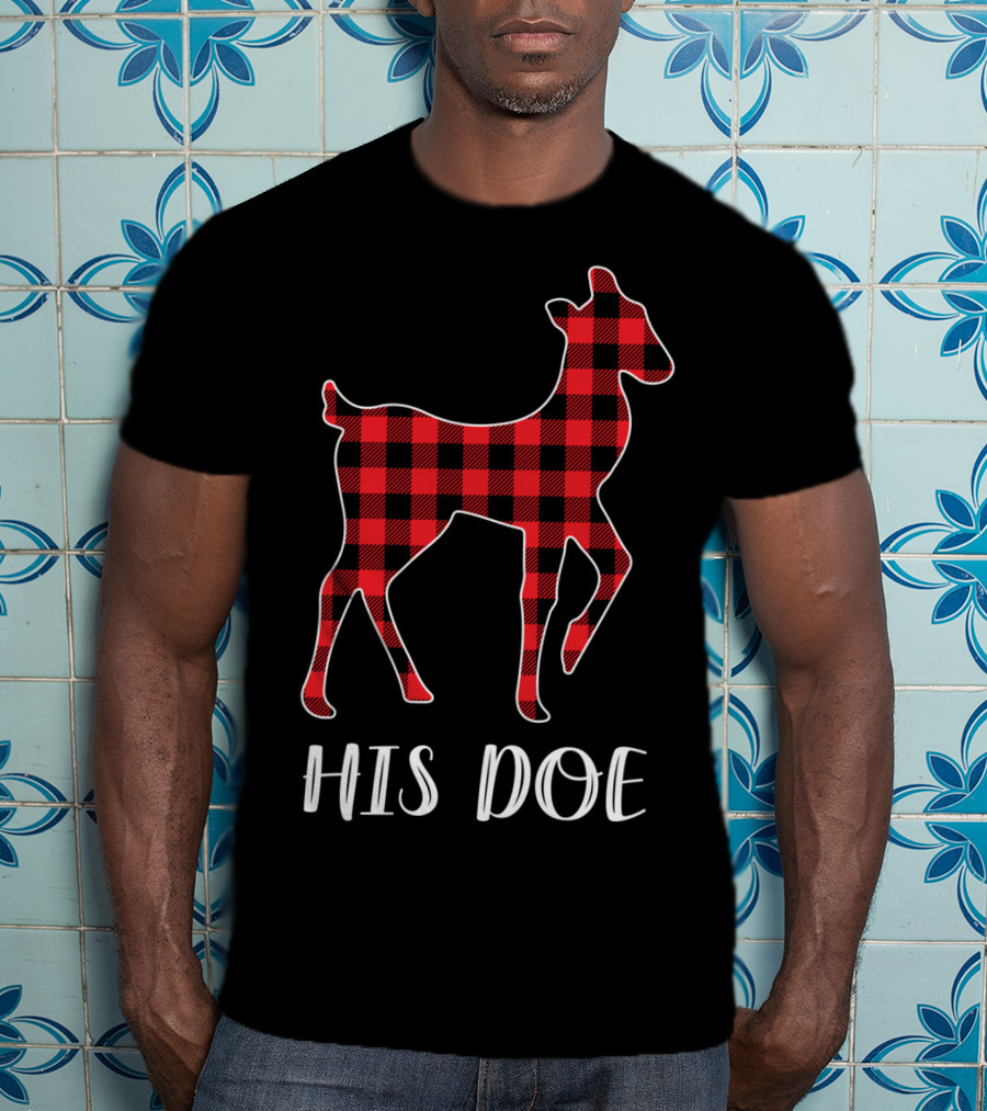 His Doe Red Buffalo Plaid Deer T-Shirt
