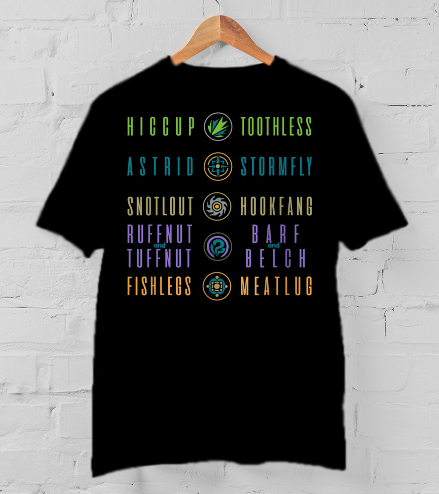 Hiccup Toothless Astrid Stormfly Snotlout Hookfang Ruffnut Tuffnut Barf Belch Fishlegs Meatlug How To Train Your Dragon 3 Hidden World Rider T-Shirt