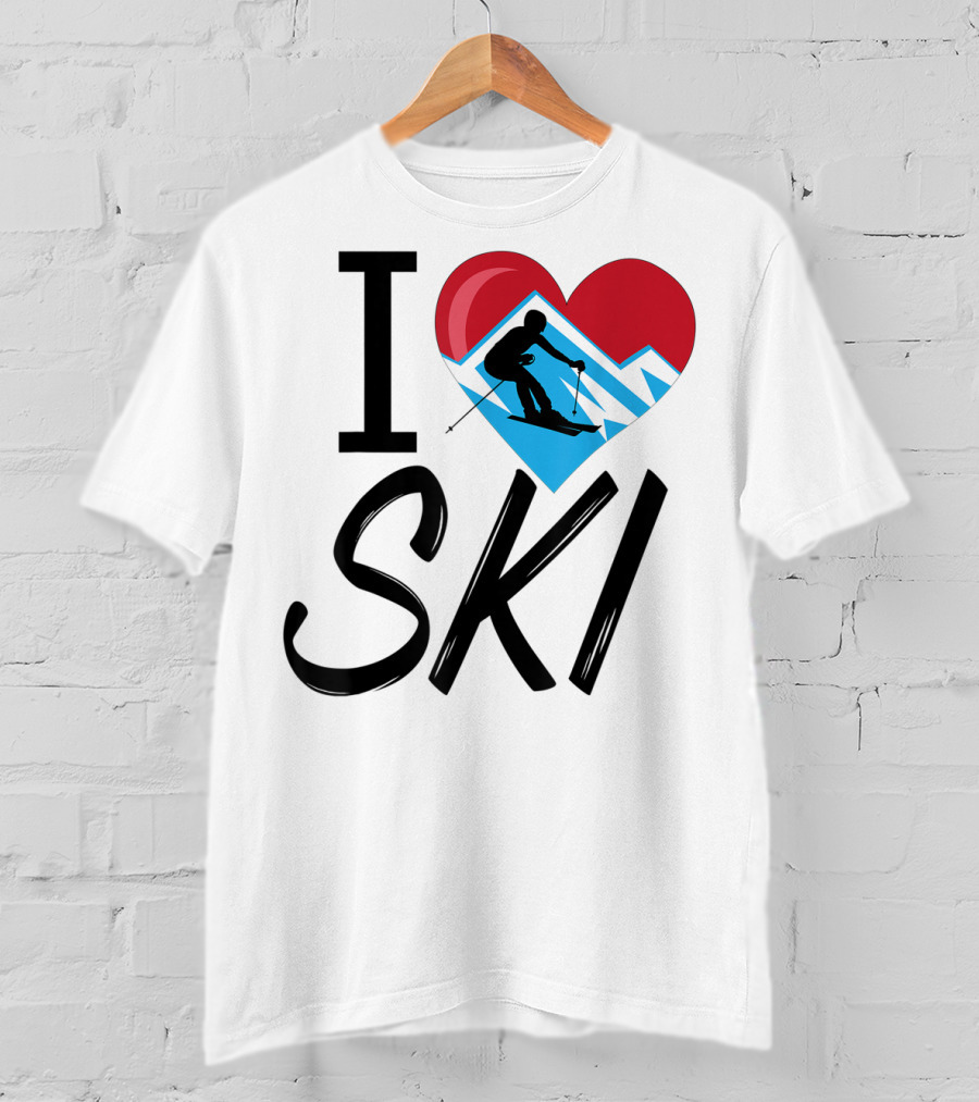 I Love Skiing With Heart And Skier T-Shirt