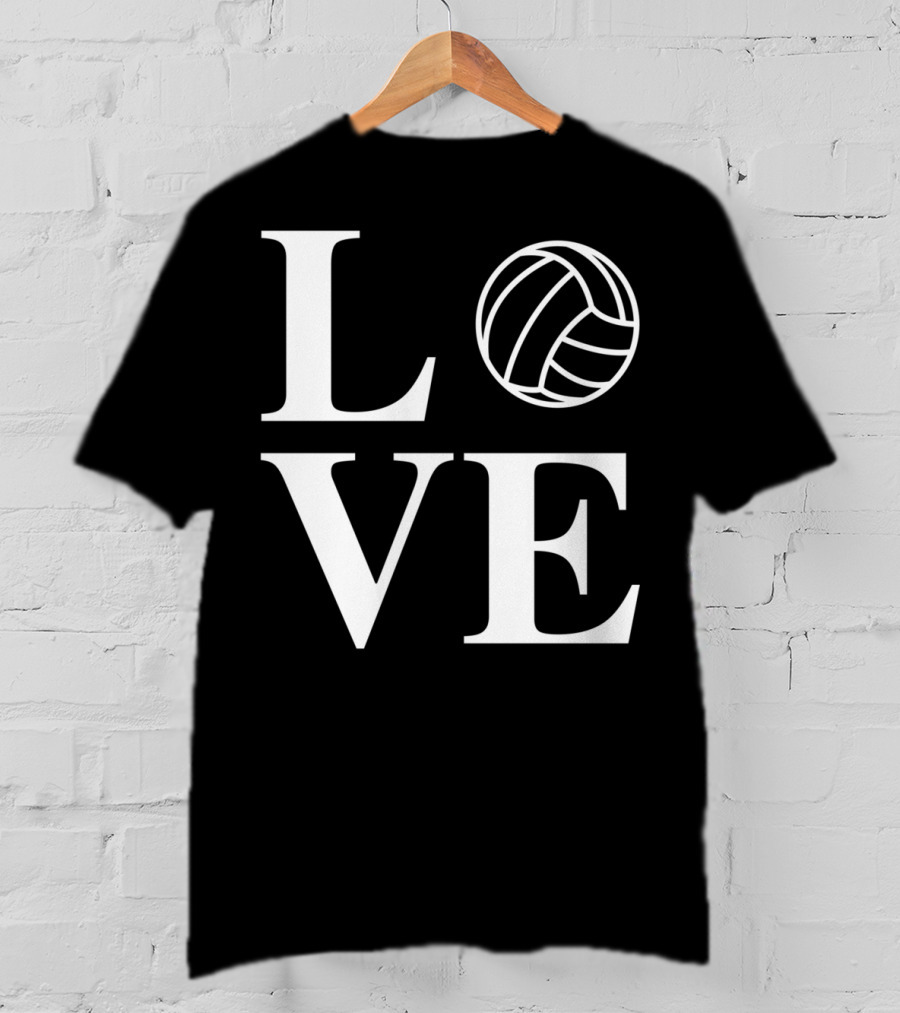 Love Volleyball Ball Symbol Typography T-Shirt