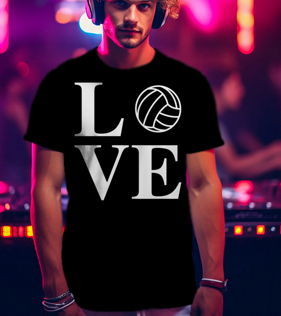 Love Volleyball Ball Symbol Typography T-Shirt
