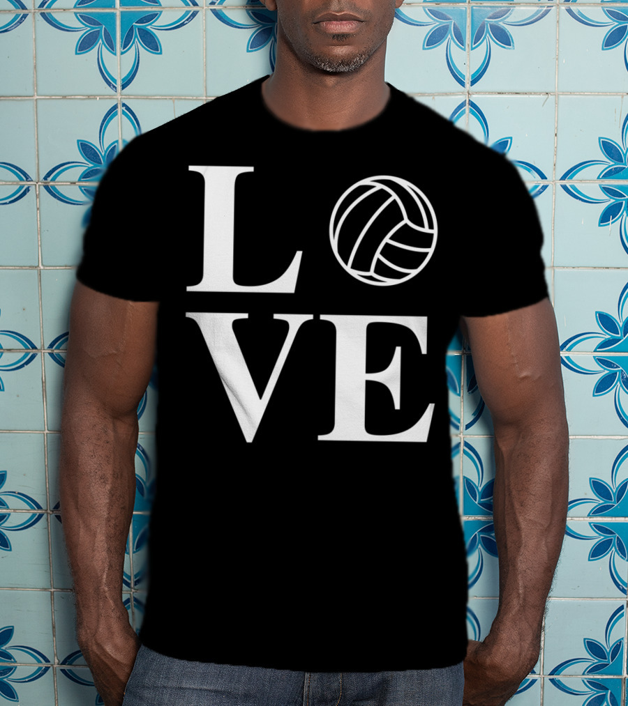 Love Volleyball Ball Symbol Typography T-Shirt