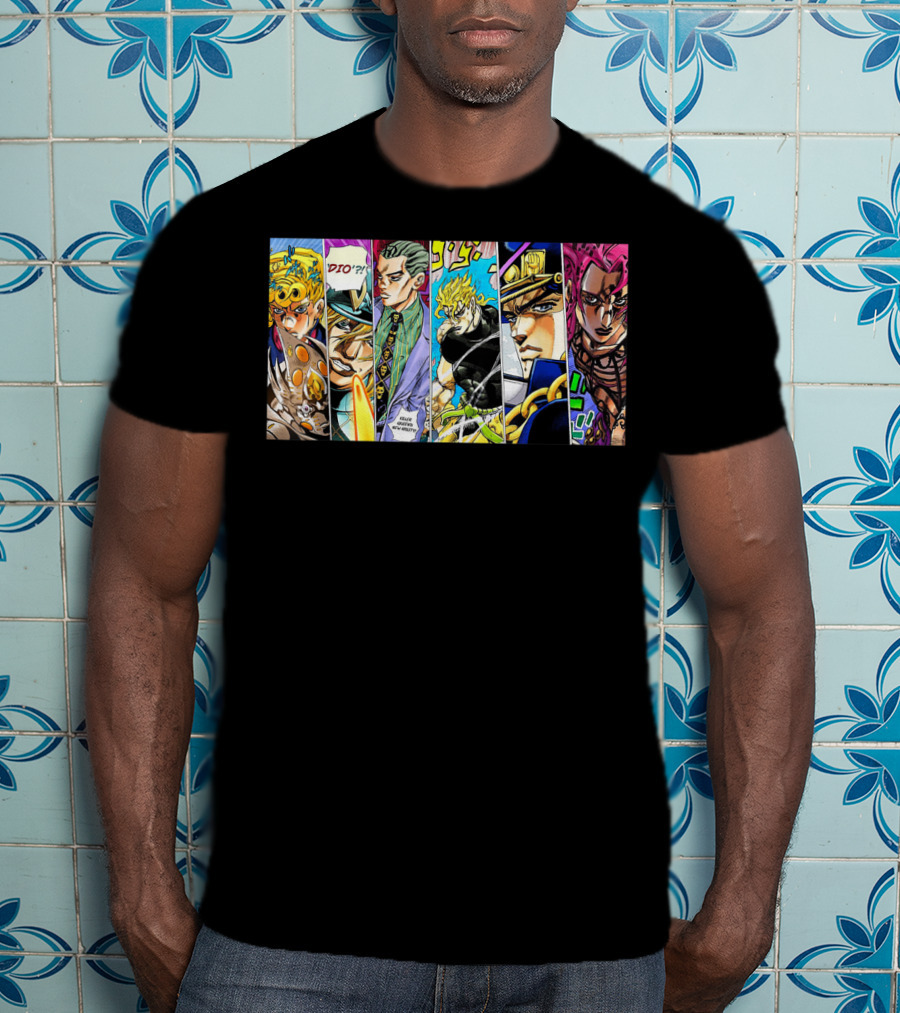 Jojo's Bizarre Adventure Characters Collage Comic Strip T-Shirt