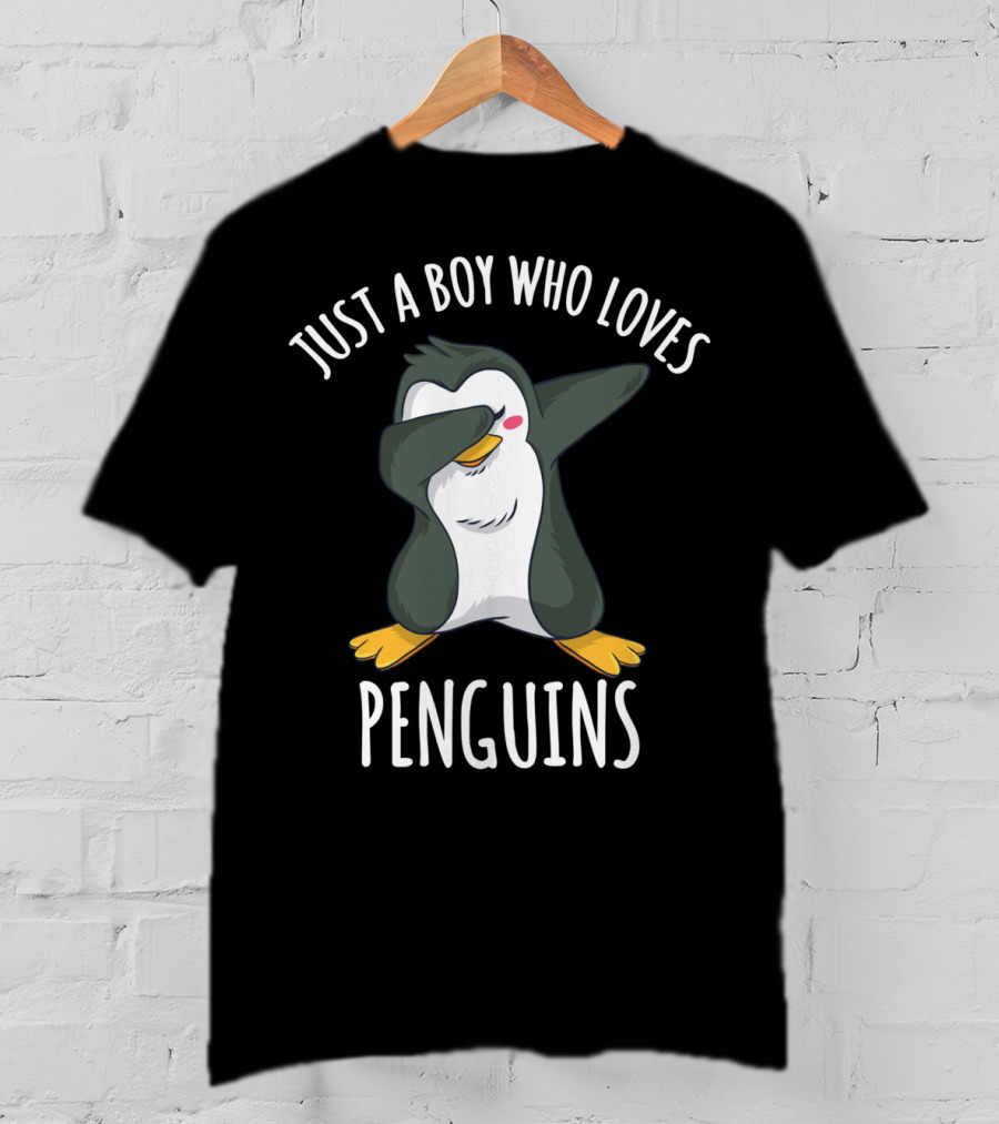 Just A Boy Who Loves Penguins Cute Penguin Dab Gesture T-Shirt